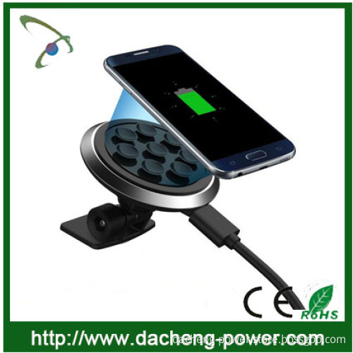 Newly vacuum adsorb design qi wireless charger car with CE ROHS FCC